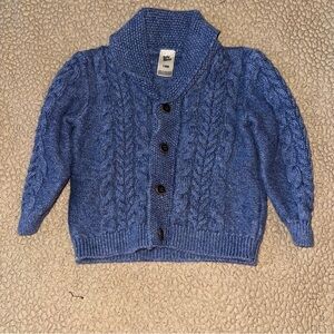 5/$20 Baby B'gosh Blue Cable Knit Sweater, grandpa style, button up, toddler 18m